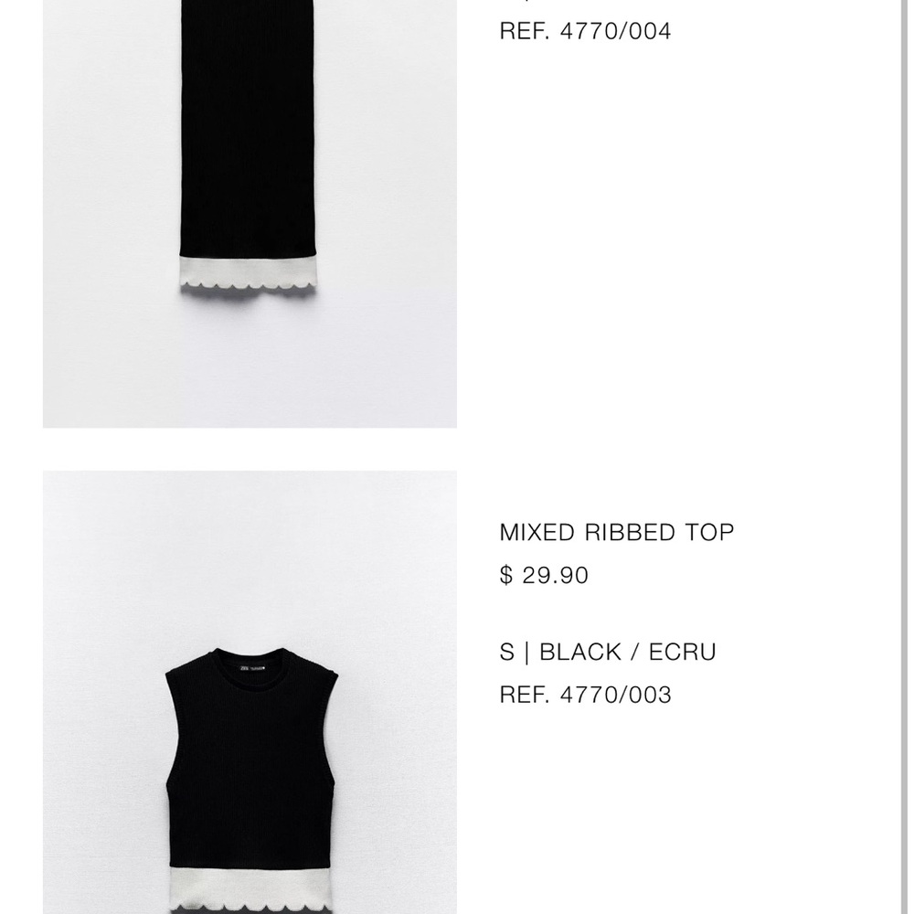 Black and White Ribbed Top and skirt